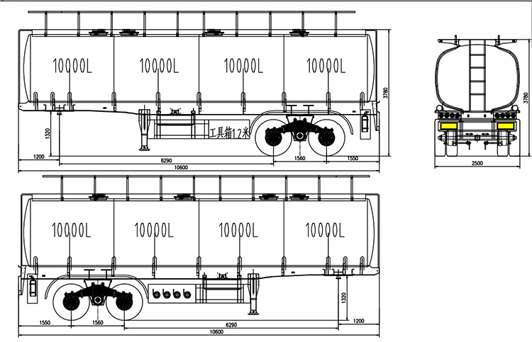 2 Axles 40000L Diesel Tanker Trailer