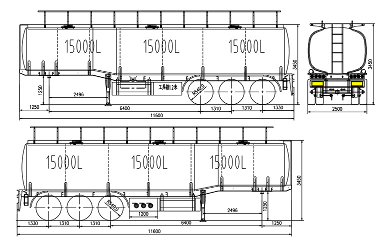 3 axle 45000ltrs petrol tanker trailer 