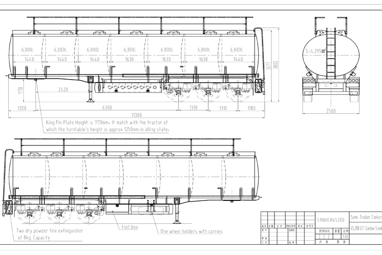 3 axles 45200ltrs palm oil tanker trailer