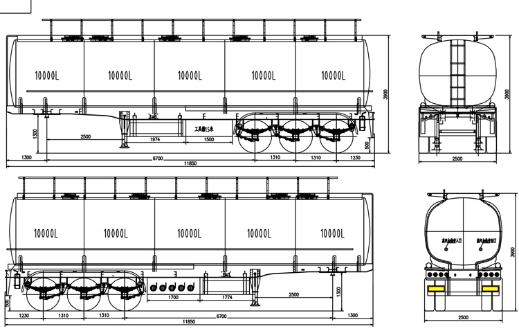 50000lts 3 axle heavy fuel tanker semi trailer