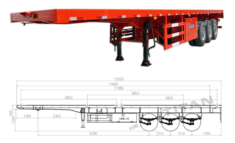 3 Axle 40 Ft Flatbed Semi Trailer for Sale Near Me in Guinea