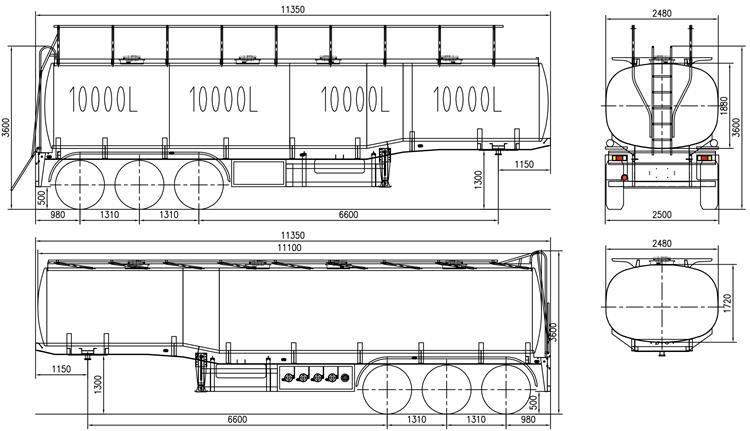 Aluminum Semi Trailer | Tri Axles Aluminum Fuel Tanker Trailer 