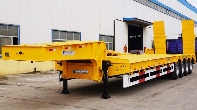 80 Ton 4 Axle Low Loader for Sale with Hydraulic Ramp in Zambia