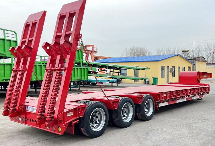 80T 3 Axle Semi Lowbed Truck Trailer for Sale in Zambia Chingola