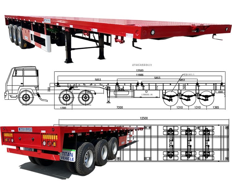 New Tri Axle 40 Ft Flatbed Trailers for Sale Near Me in Zambia