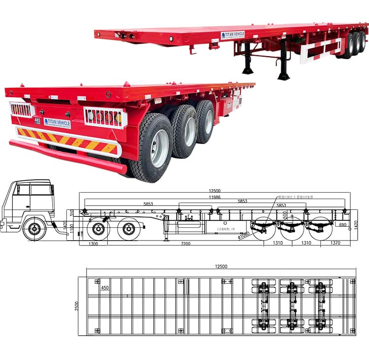 3 Axle Flatbed Trailers for Sale | Semi Truck Flatbed Trailer Cost Manufacturers in Zambia 