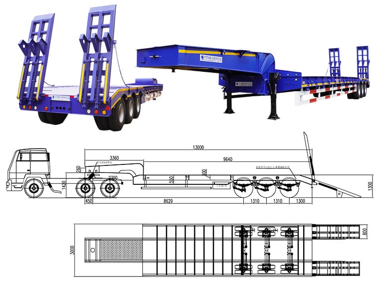 3 Axle Lowbed Truck Trailer for Sale Price | 80 Ton Lowbeds for Sale in Zambia