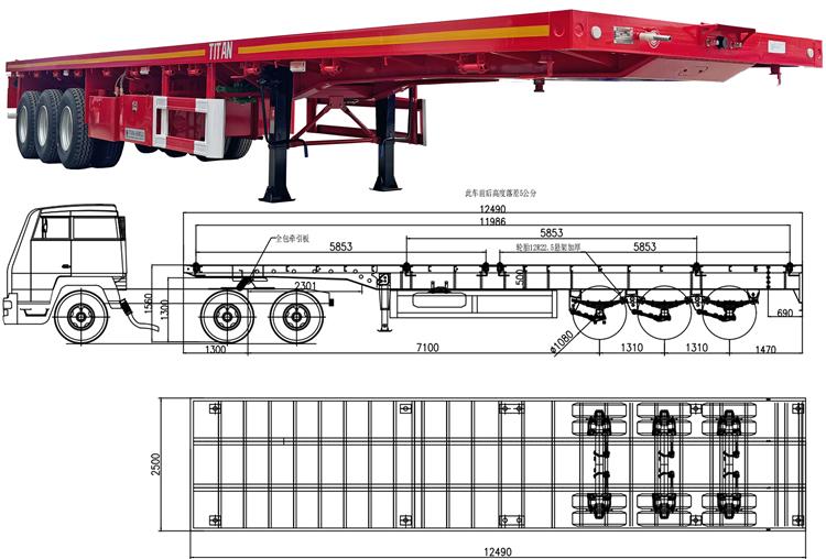 3 Axle 40 ft Flatbed Trailer Price for Sale Near Me In Zambia