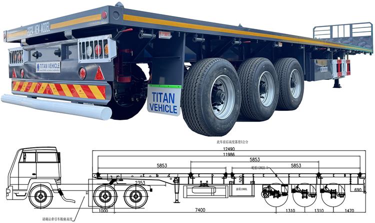 12m Tri Axle Flatbed Trailer for Sale In Zambia Lusaka