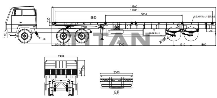 2 Axle 40ft Flatbed Semi Trailer for Sale In Zambia