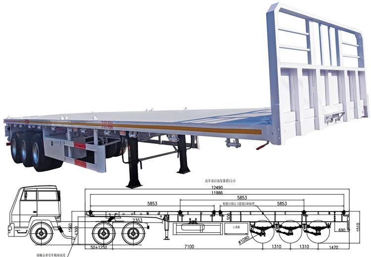 12.5m Flatbed Truck Trailer for Sale In Zambia