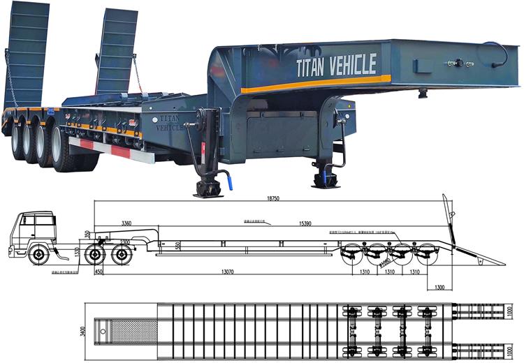 4 Axle 100 Ton Low Bed Trailer Truck Price for Sale In Zambia Zmkaa