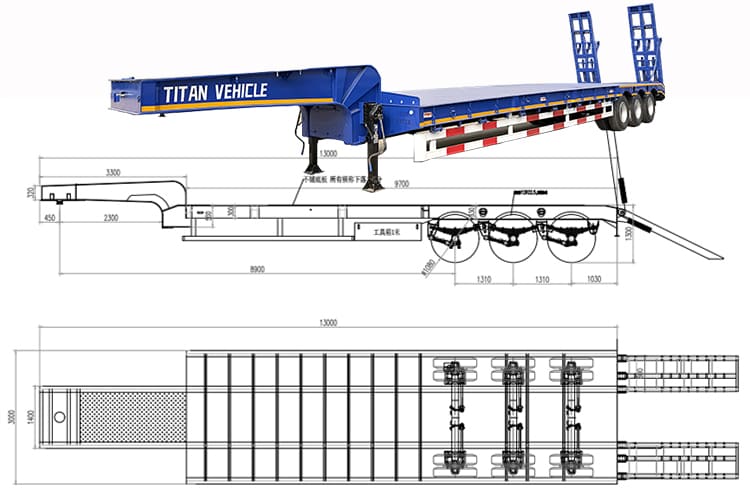 Tri Axle Semi Low Loader Trailer for Sale in Zambia,  Ndola