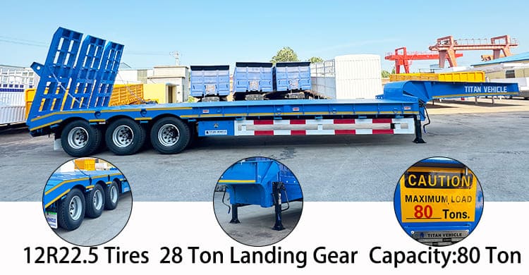 Tri Axle 80 Ton Low Bed Semi Trailer for Sale in Zambia, Luanshya