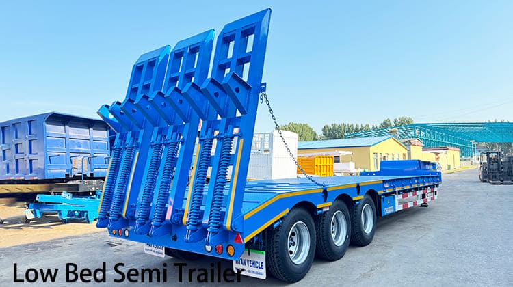 Tri Axle 80 Ton Low Bed Semi Trailer for Sale in Zambia, Luanshya
