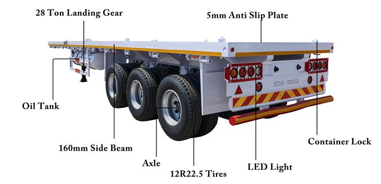40ft Flatbed Shipping Container Trailer for Sale In Zambia