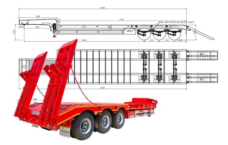 40 Feet Low Lowbed Truck Trailer Price for Sale in Zambia Ndola