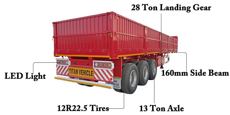 Tri Axle 60 Ton Side Wall Trailer for Sale In Zambia