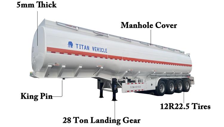 4 Axle 54000 Liters Oil Tanker Trailer 6 Compartment for Sale In Zambia