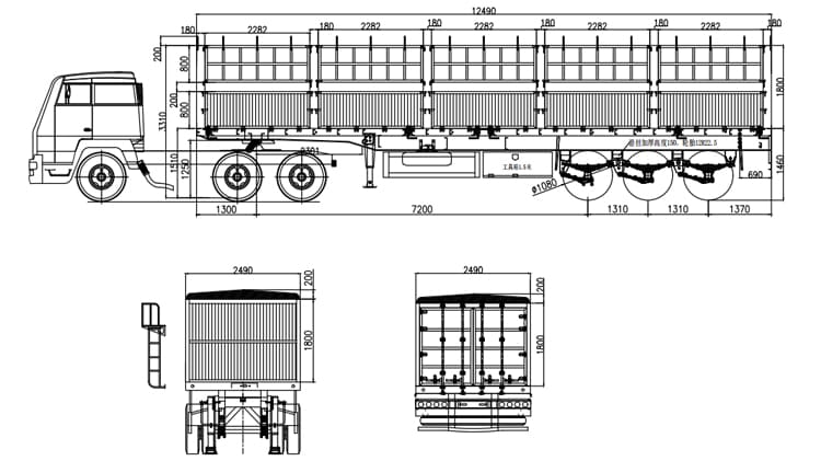 TITAN 3 Axle 60 Ton Fence Semi Cargo Trailer for Sale in Zambia